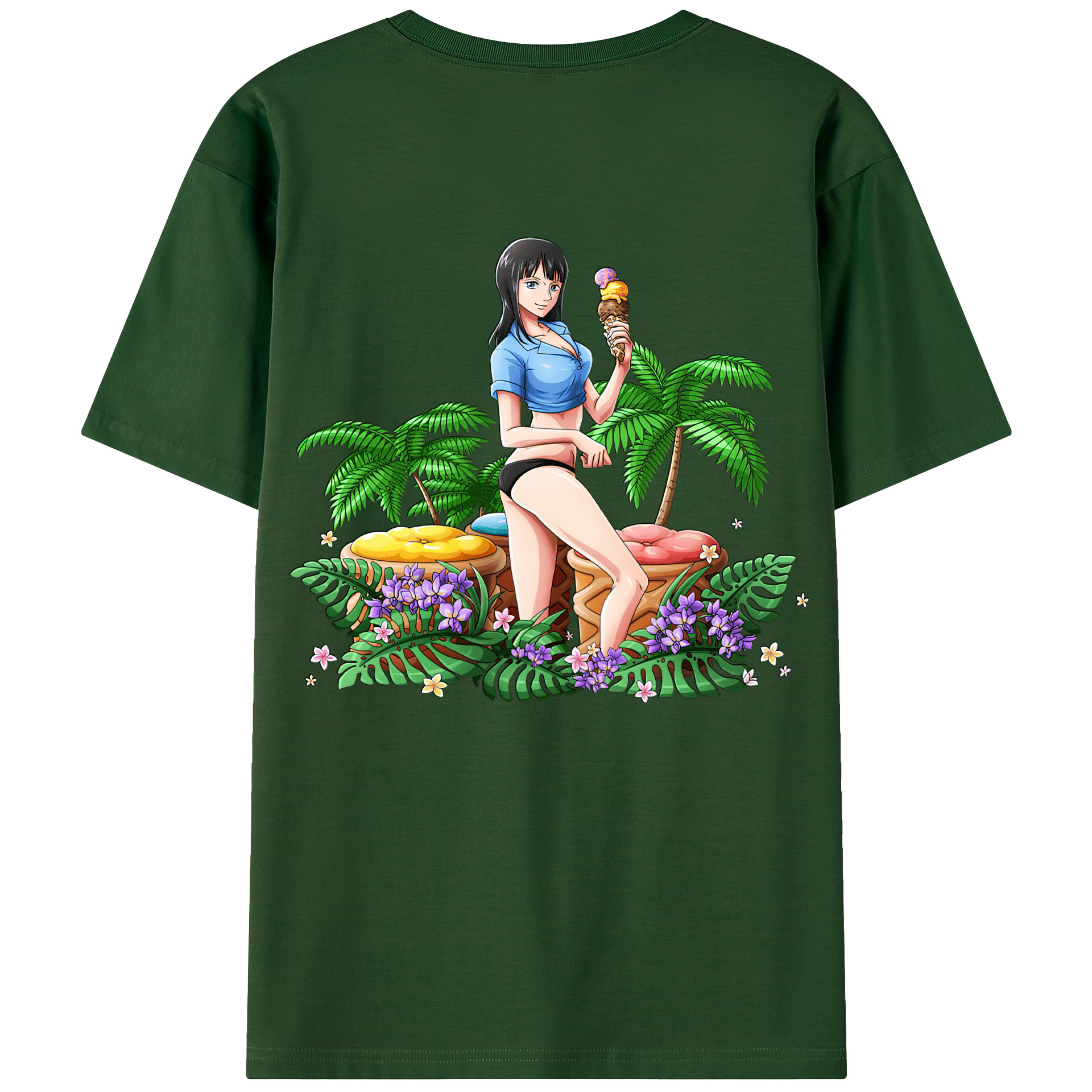 ワンピース ニコ・ロビン ONE PIECE Nico Robin 綿100％半袖Tシャツ（背面プリント）